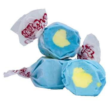 Passion fruit taffy – Taffy Town passion fruit salt water taffy with blue and yellow swirls – Tropical passion fruit taffy candy wrapped in wax paper.